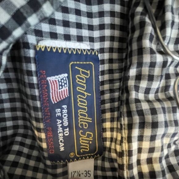 17.5-35 Panhandle Slim Black-White Plaid LS Shirt - Picture 2 of 4